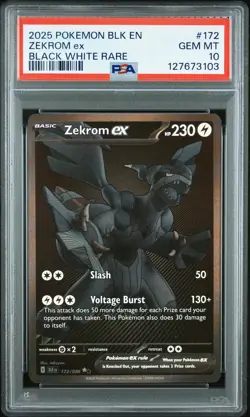 2025 POKEMON BLK EN-BLACK BOLT BLACK WHITE RARE #172 ZEKROM EX PSA 10 - Image 1