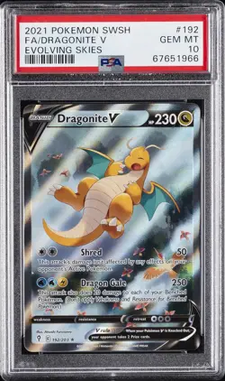 2021 POKEMON SWORD & SHIELD EVOLVING SKIES #192 FULL ART/DRAGONITE V PSA 10 - Image 1