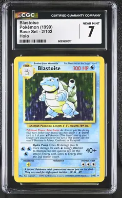 CGC 7 Blastoise 1999 Base Set 2/102 Holo Pokemon Card - Image 1