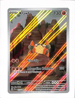 Pokemon TCG Klawf Holo Illustration Rare Card 217/198 Scarlet & Violet Base Set - Image 1