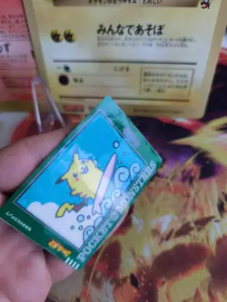 Pokemon Karte Card Surfing Pikachu Sealdass 1997 Bandai Sticker Rar japanese NM- - Image 2