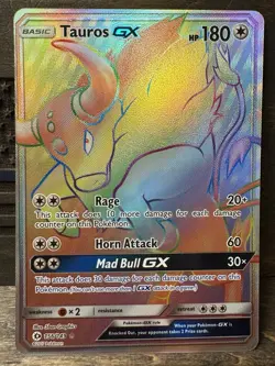 Pokemon TCG Tauros GX Sun & Moon Base Set 156/149 Holo Secret Rare NM - Image 1