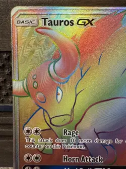 Pokemon TCG Tauros GX Sun & Moon Base Set 156/149 Holo Secret Rare NM - Image 2