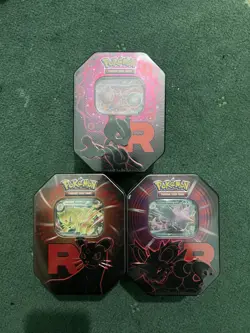 POKEMON SCARLET & VIOLET DESTINED RIVALS TEAM ROCKET TINS ART SET X3 NEW ?? - Image 1