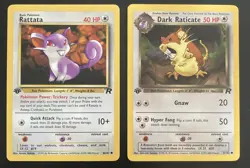 1ST EDITION - Dark Raticate 51/82 + Rattata 66/82 - Team Rocket Pokemon TCG MP - Image 1