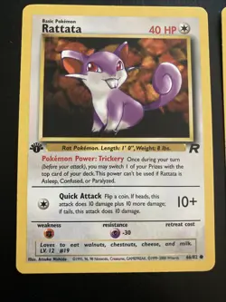 1ST EDITION - Dark Raticate 51/82 + Rattata 66/82 - Team Rocket Pokemon TCG MP - Image 2