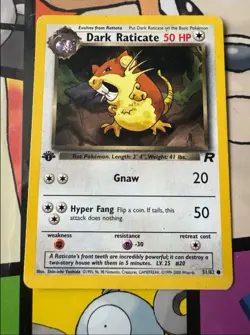1st Edition Dark Raticate 51/82 - Team Rocket Uncommon - WOTC Pokemon TCG - Image 1