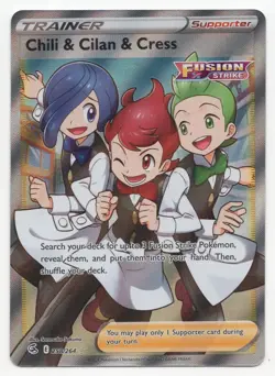 Pokemon TCG Fusion Strike CHILI & CILAN &CRESS 258/264 Holo Full Art - Image 1