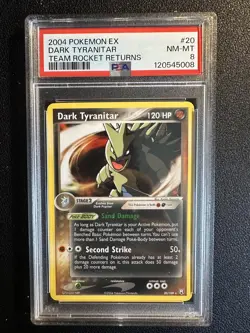 2004 POKEMON EX TEAM ROCKET RETURNS #20 DARK TYRANITAR PSA 8 non holo - Image 1