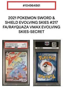🔥2021 Pokemon Rayquaza VMAX 217/203 Evolving Skies Secret PSA 10! Gem Mint!🔥 - Image 1