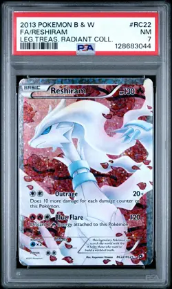 2013 POKEMON B&W LEGEND TREASURES RADIANT COLL #RC22 FULL ART/RESHIRAM PSA 7 - Image 1