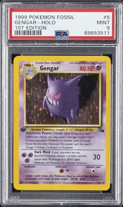 1999 POKEMON FOSSIL 1ST ED #5 GENGAR-HOLO PSA 9 - Image 1