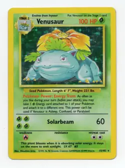 Pokemon TCG Venusaur Base Set Holo Unlimited Rare Card 15/102 - Image 1
