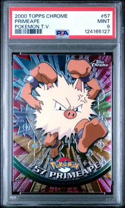 2000 TOPPS CHROME POKEMON T.V. #57 PRIMEAPE PSA 9 - Image 1