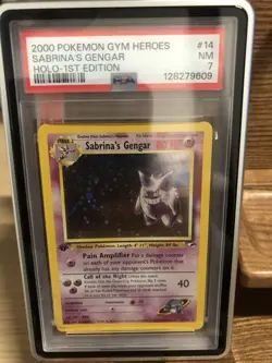 2000 POKEMON GYM HEROES HOLO-1ST EDITION SABRINA'S GENGAR WITH SWIRL PSA 7 - Image 2