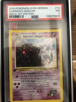 2000 POKEMON GYM HEROES HOLO-1ST EDITION SABRINA'S GENGAR WITH SWIRL PSA 7 - Image 4