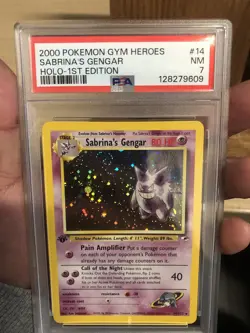 2000 POKEMON GYM HEROES HOLO-1ST EDITION SABRINA'S GENGAR WITH SWIRL PSA 7 - Image 5