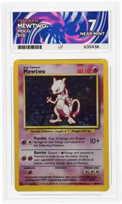 1999 Base Set Mewtwo Holo Card Vintage Pokemon WOTC 10/102 Ace Grade 7 Near Mint - Image 1