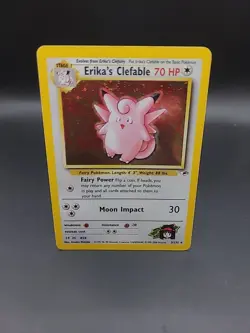 Pokemon TCG Erika's Clefable Gym Heroes Holo Card 3/132 Unlimited Rare MP - Image 1