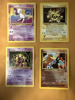 Lot 4 Vintage Pokemon Cards WoTC Black Star Promo Mew, Electabuzz, Mewtwo, Entei - Image 1