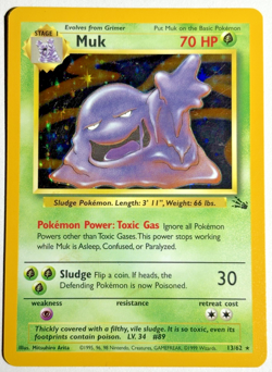 Pokemon TCG Muk Rare Holo Card #13/62 Fossil - Image 1