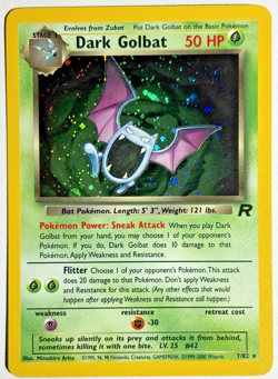 Pokemon TCG Dark Golbat Rare Holo Card #7/82 Team Rocket W/SWIRL 🌀 - Image 1