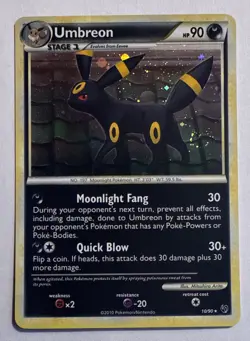 Pokemon TCG Umbreon 10/90 Undaunted Holo Rare Card Light Play++ w/ Swirl! - Image 1