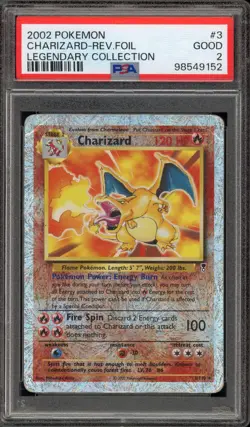 Pokemon Charizard Legendary Coll. Reverse Holo Rare #3 PSA 2 - Image 1