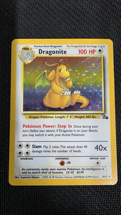 Pokemon TCG Dragonite Fossil 4 Holo Unlimited Holo Rare - Image 1