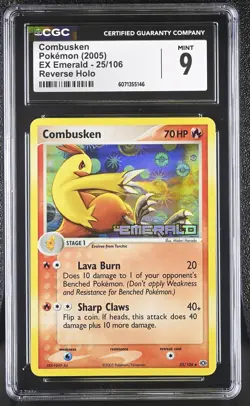 CGC 9 MINT Combusken 2005 EX Emerald 25/106 Reverse Holo STAMPED Pokemon Card - Image 1