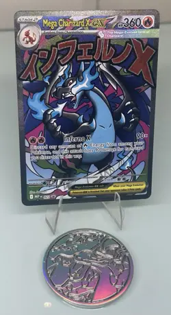 Pokemon TCG - Mega Charizard X Ex (023) Black Star Promo and Coin - Image 2