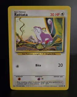 Pokemon TCG - RATTATA - 61/102 - Unlimited - WOTC - Base Set (1999) - LP/NM - Image 1