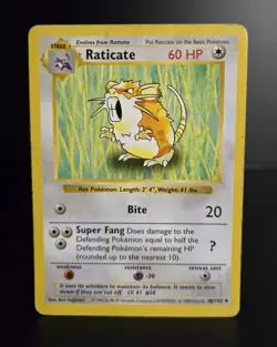 Pokemon TCG - RATICATE - 40/102 - SHADOWLESS - WOTC - BASE SET (1999) - LP - Image 1
