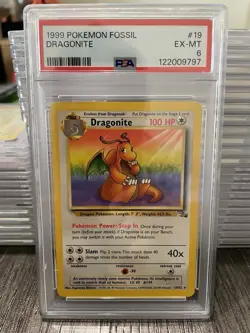 Pokemon TCG Dragonite 19/62 Fossil Non-Holo Rare PSA 6 EX-MT - Image 1