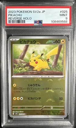 Pokemon Pikachu Reverse Holo Card 025/165 SV2A, Japanese Edition PSA 9 - Image 1