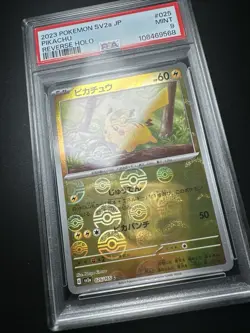 Pokemon Pikachu Reverse Holo Card 025/165 SV2A, Japanese Edition PSA 9 - Image 2