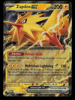 Zapdos ex Scarlet & Violet 151 145/165 Double Rare Holo Pokemon Card - Image 1