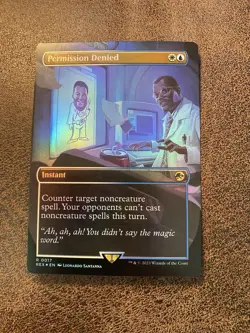 MTG Permission Denied Borderless Foil Rare REX#0017 NM English Jurassic World - Image 1