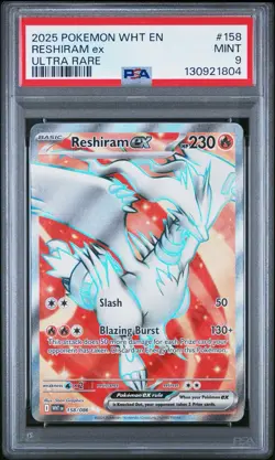 2025 POKEMON WHT EN-WHITE FLARE ULTRA RARE #158 RESHIRAM EX PSA 9 - Image 1