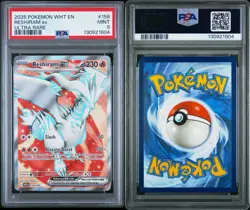 2025 POKEMON WHT EN-WHITE FLARE ULTRA RARE #158 RESHIRAM EX PSA 9 - Image 3