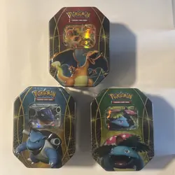 2016 Pokemon TCG EX Power Trio Tin - All 3 Venusaur Charizard Blastoise Full Set - Image 1