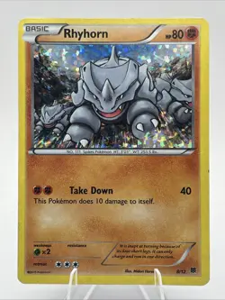 McDonald's Rhyhorn 8/12 Promo Pokemon Card 2015 Holo Vintage Rare MP Confetti - Image 1