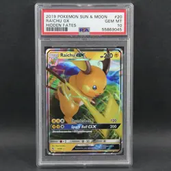 PSA 10 Raichu GX 20 Holo Full Art 2019 S&M Hidden Fates Pokemon Graded Card CGC - Image 1