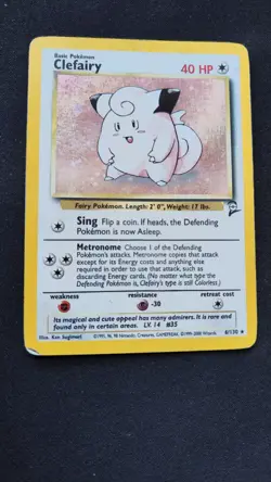 Clefairy 6/130 - Base Set 2 (2000) Vintage WOTC Holo Rare Pokemon Card - MP - Image 4