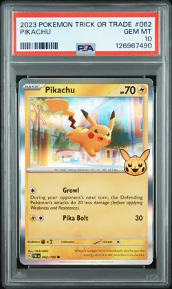 2023 POKEMON TRICK OR TRADE #062 PIKACHU PSA 10 - Image 1