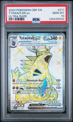 2023 POKEMON OBF EN-OBSIDIAN FLAMES ULTRA RARE #211 TYRANITAR EX PSA 10 - Image 1