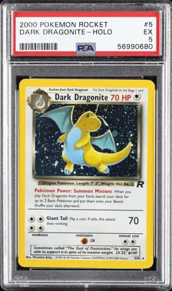 2000 POKEMON ROCKET #5 DARK DRAGONITE-HOLO PSA 5 - Image 1
