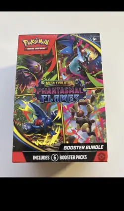 Pokemon TCG Mega Evolution Phantasmal Flames Booster Bundle (6 Packs) In Hand - Image 1