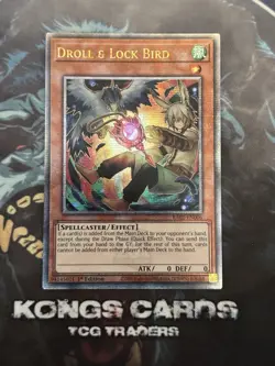 RA02-EN006 "Droll & Lock Bird" Alt Art Quarter Century Secret Rare YuGiOh! NEW - Image 1