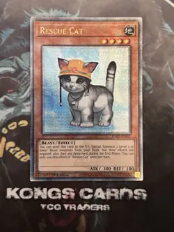 RA02-EN001 "Rescue Cat" Quarter Century Secret Rare YuGiOh! NEW - Image 1